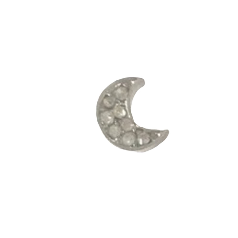 new Loren Olivia ☾ Pave Crystal Crescent Stud Earrings ☾ Silver Plated Post Back - Picture 10 of 11